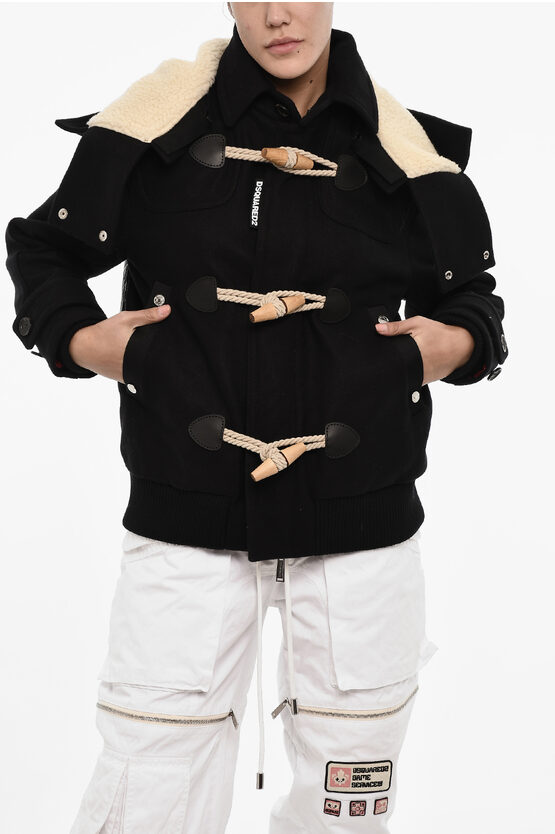 Dsquared2 Virgin Wool And Nylon Jacket With Frog Closure