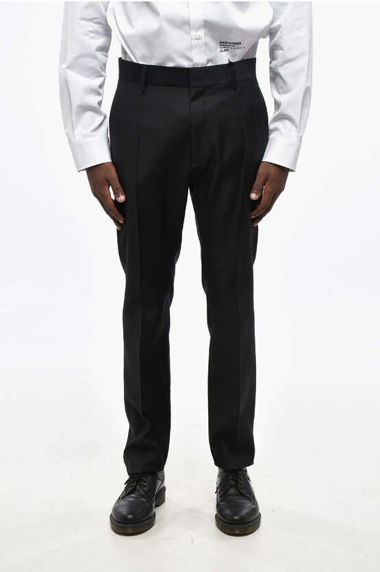 Dsquared2 Virgin Wool And Silk Cigarette Fit Pants In Black