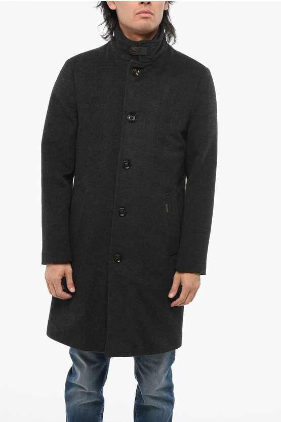 Moorer Virgin Wool Arge Coat With Removable Down Padding In Black