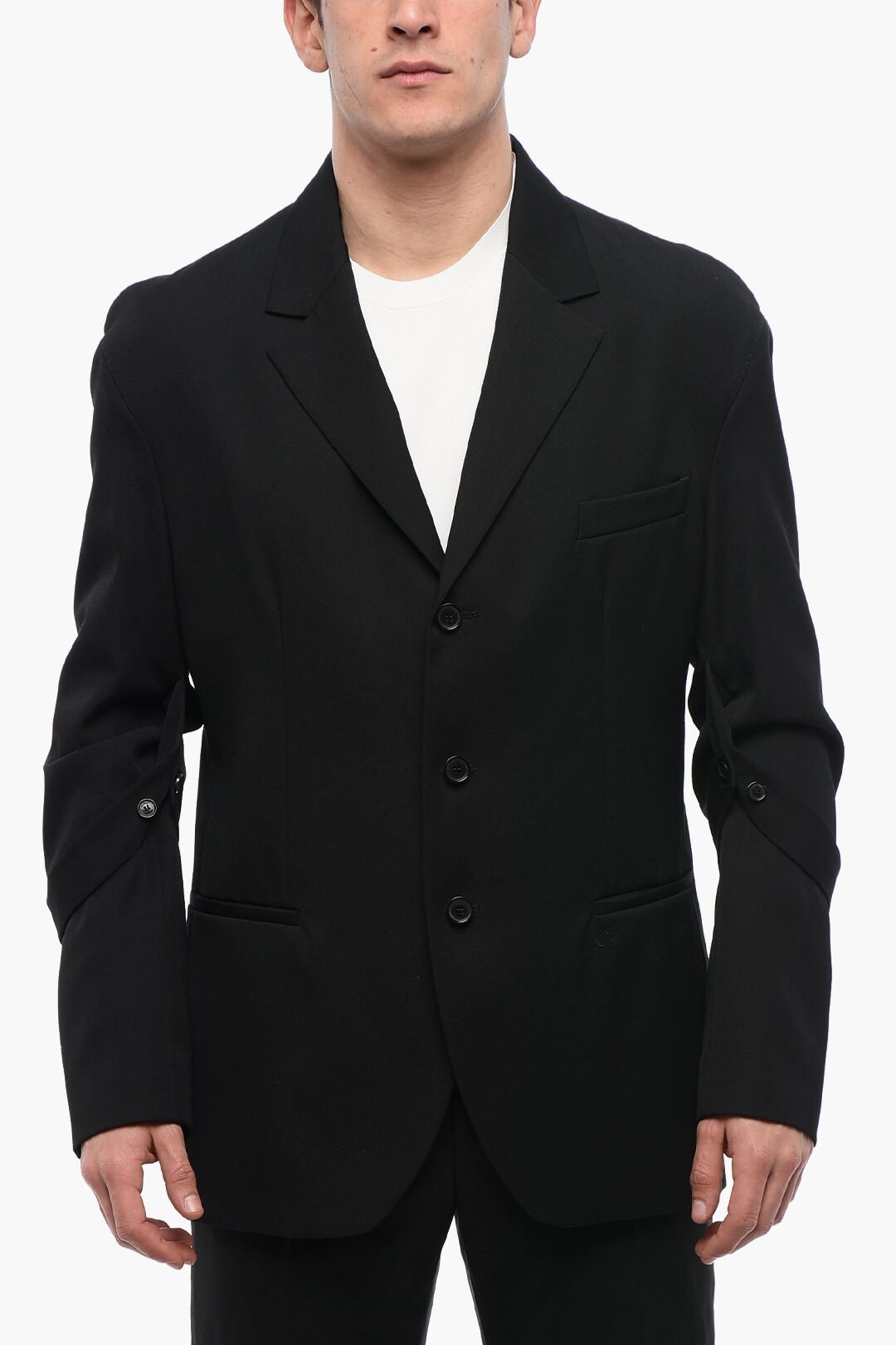 スーツ（メンズ） Off-White Virgin Wool Blazer With Off Patch OFF-WHITE Virgil Abloh Logo Strap Patch Wool Striped Jacket