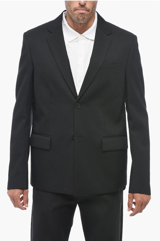 Shop Off-white Virgin Wool Blazer With Flap Pockets