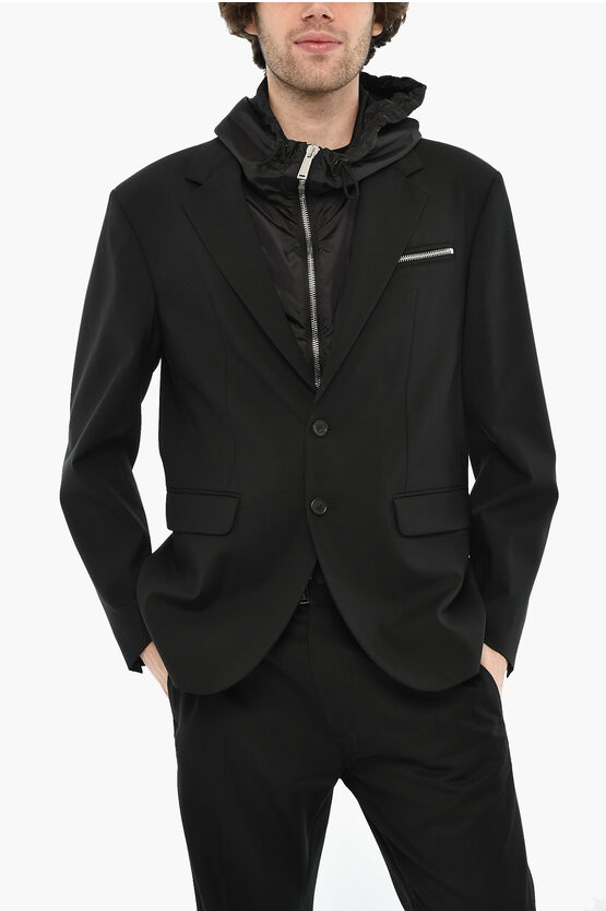 Dsquared2 Single-breasted Hooded Blazer In Black