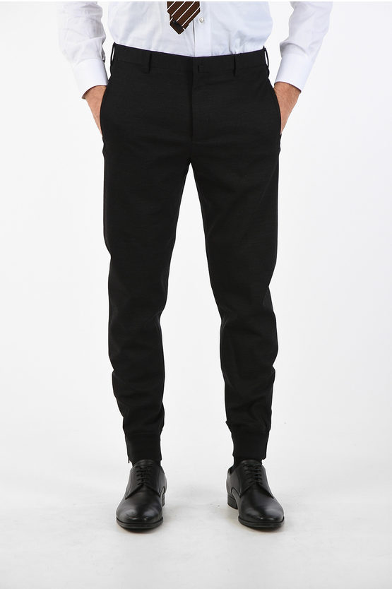 Corneliani Virgin Wool Blend Academy Pants With Ankle Zip In Black