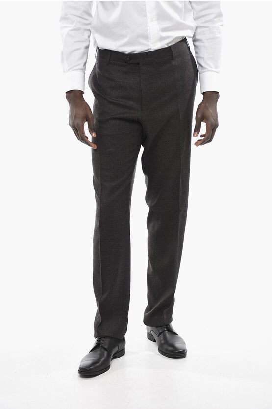 Corneliani Virgin Wool Blend Academy Pants With Belt Loops In Black