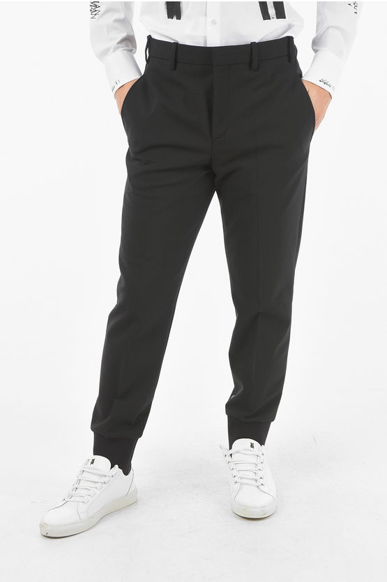 Neil Barrett Virgin Wool Blend Chino Pants with Cuffed Ankles men