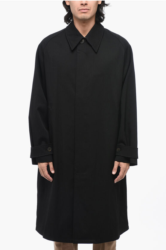 Shop Studio Nicholson Virgin Wool Blend Coat With Hidden Closure