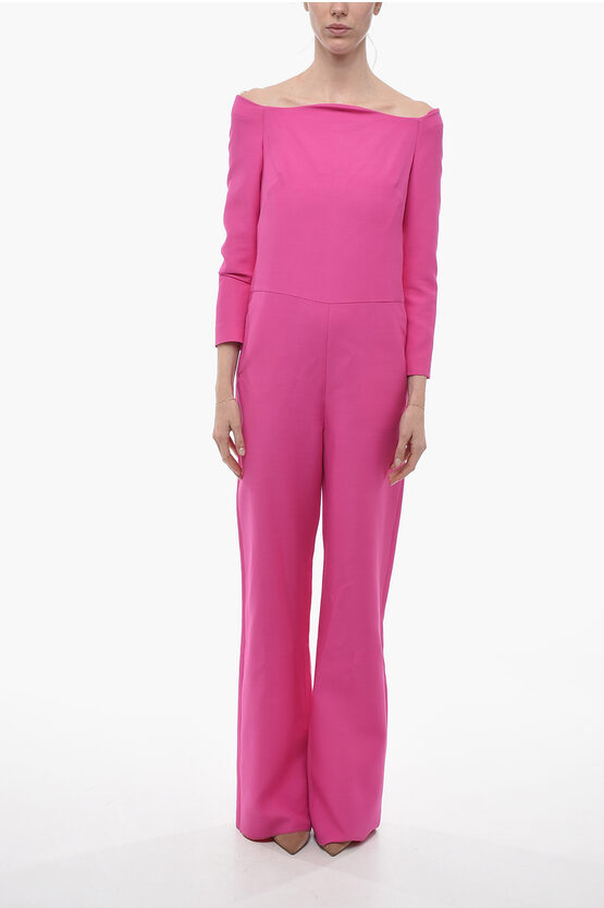 Valentino Virgin Wool Blend Jumpsuit With Back Zip In Pink