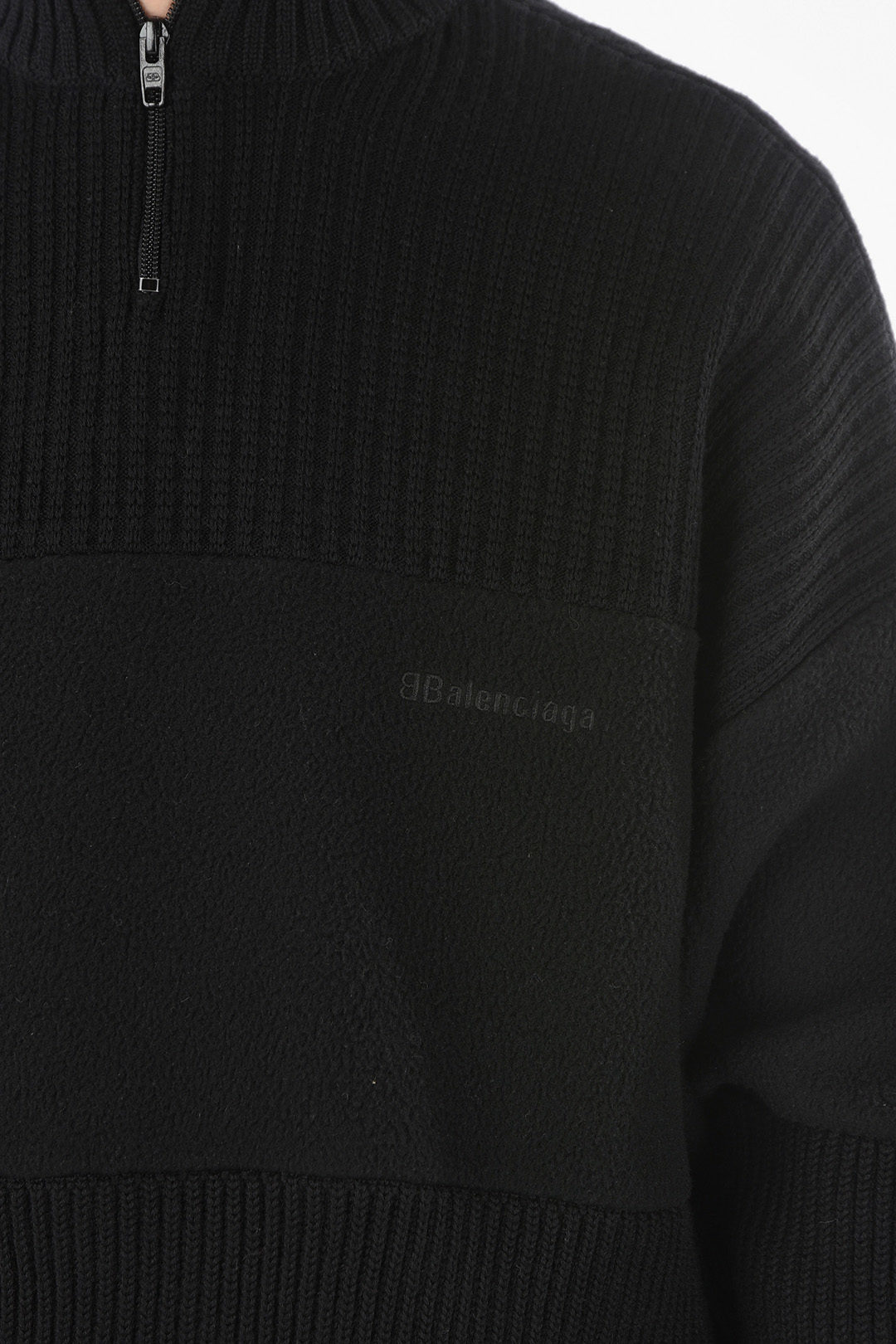 Balenciaga Virgin Wool-blend Oversized Half-zip Sweater with Balenciaga Virgin Wool-blend Oversized Half-zip Sweater with