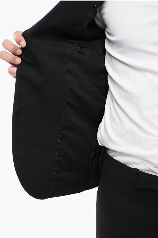 Virgin Wool Blend RUFFALO Slim Fit Suit with Notch Lapel