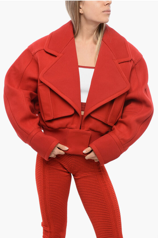 BALMAIN VIRGIN WOOL BLEND SHORT COAT WITH MAXI LAPEL