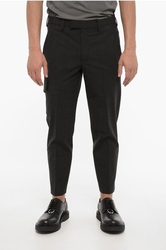 Shop Neil Barrett Virgin Wool Blend Skinny Fit Cargo Pants