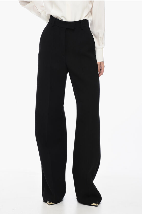 Shop Valentino Virgin Wool Blend Straight Fit Pants