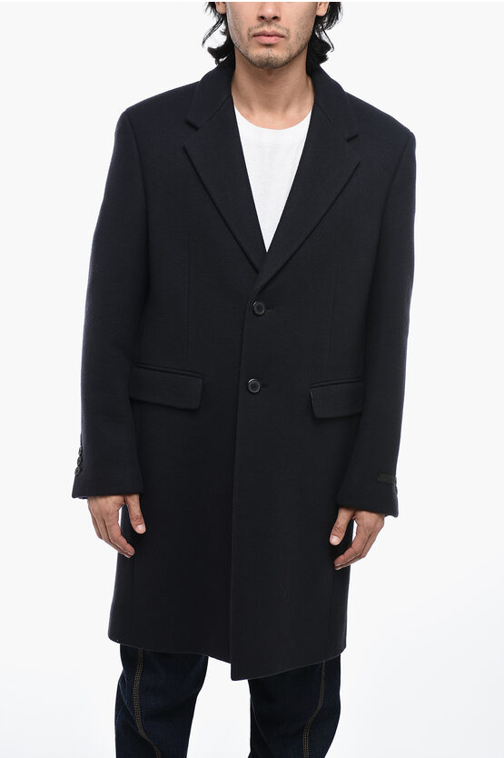 Shop Prada Virgin Wool Blended Coat With Oversized Fit