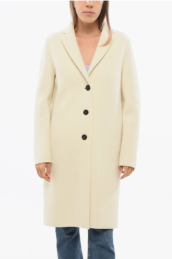 Harris Wharf Virgin Wool Boiled Coat With 3 Buttons In Neutral