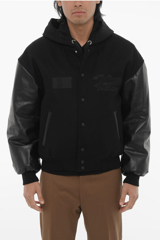 Vetements Virgin Wool Bomber With Snap Buttons In Black