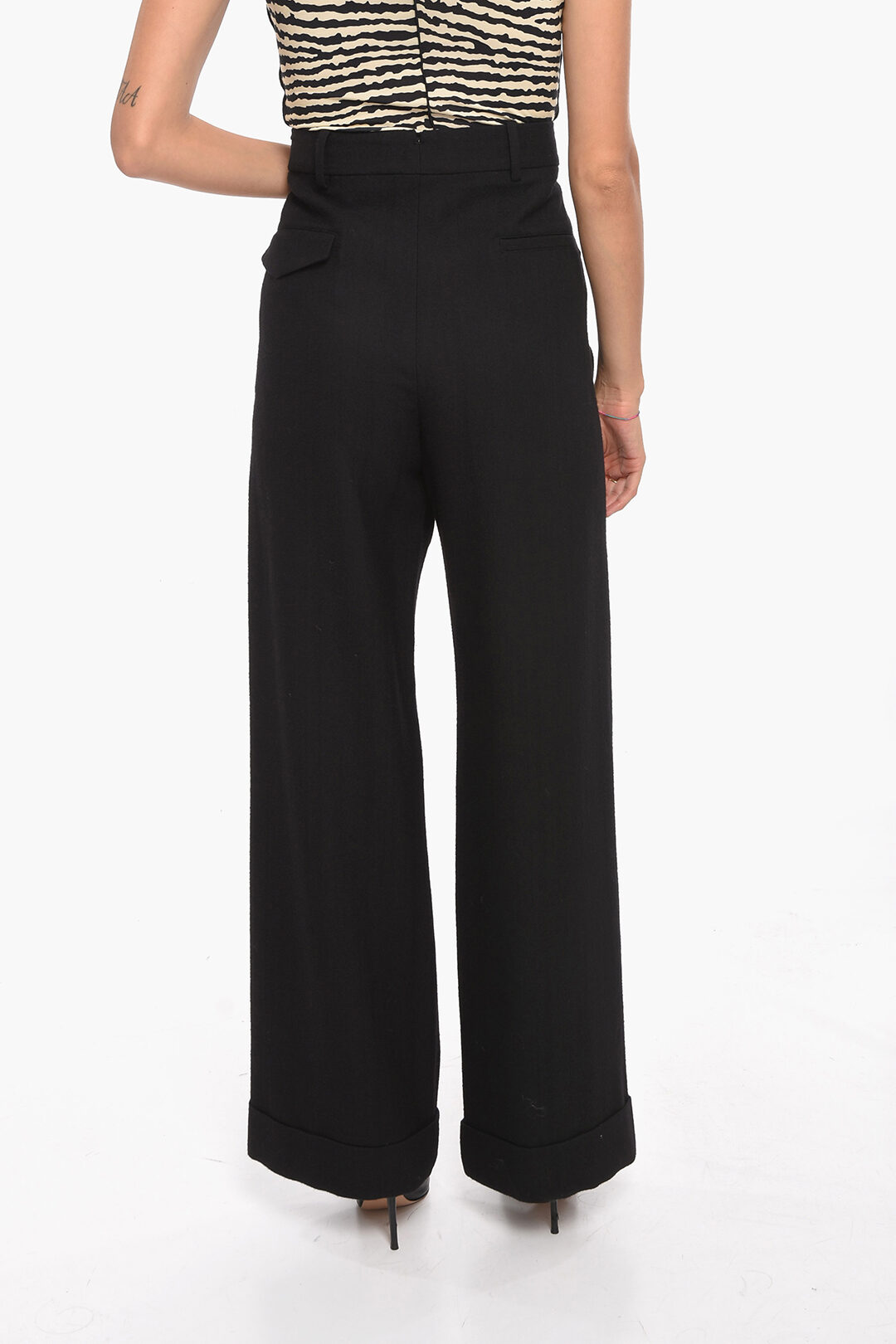 Ann Demeulemeester Virgin Wool BONNE Slouchy Pants with Rolled-up