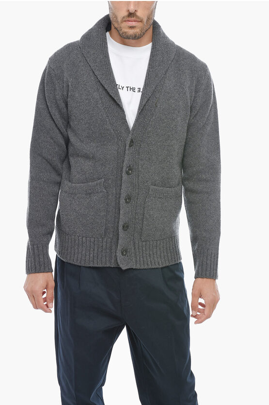 Shop Altea Virgin Wool Cardigan With Shawl Lapel