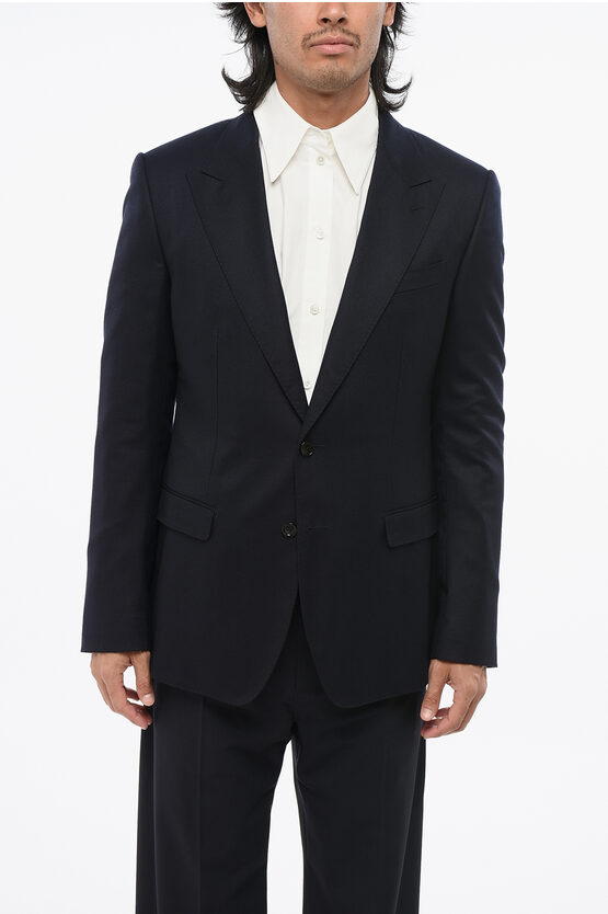 Dolce & Gabbana Virgin Wool Center Vent Peak Lapel 2-button Blazer In Black