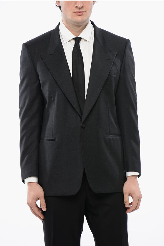 Cc Brothers Virgin Wool Cerimonia 1-button Blazer With Peak Lapel