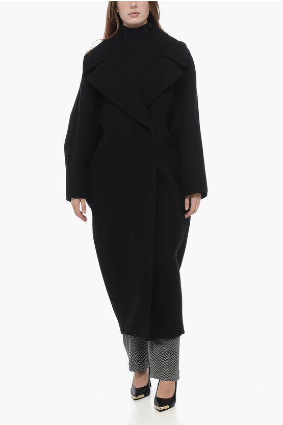 Shop Alaïa Virgin Wool Cocoon Coat With Maxi Collar