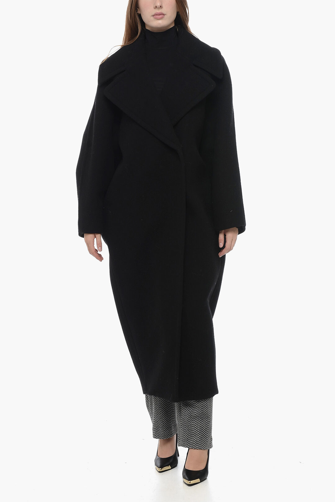 Alaia Virgin Wool Cocoon Coat with Maxi Collar women - Glamood Outlet