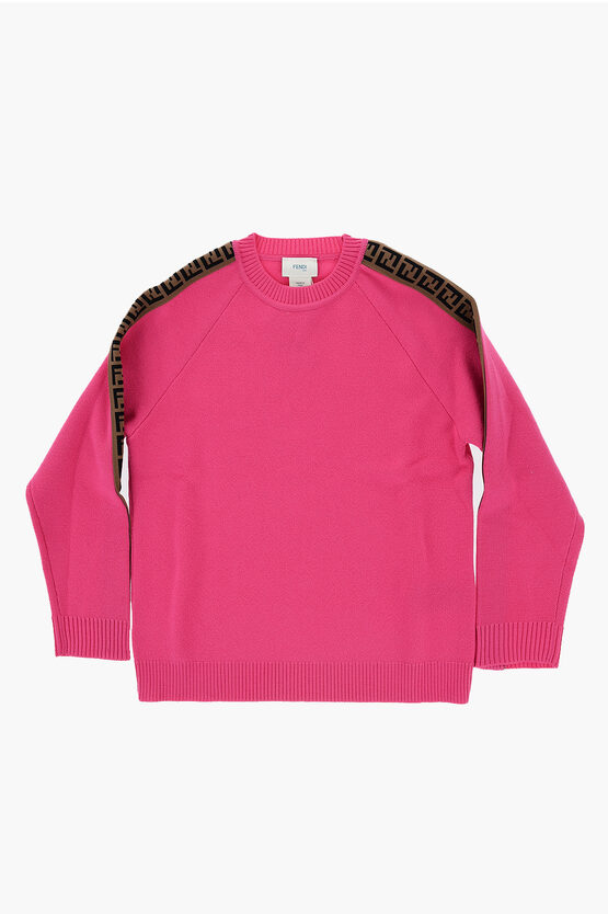 Shop Fendi Virgin Wool Crew-neck Sweater With Side Monogram