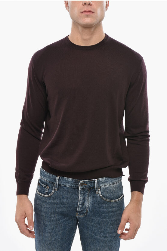 Malo Virgin Wool Crew-neck Sweater In Burgundy