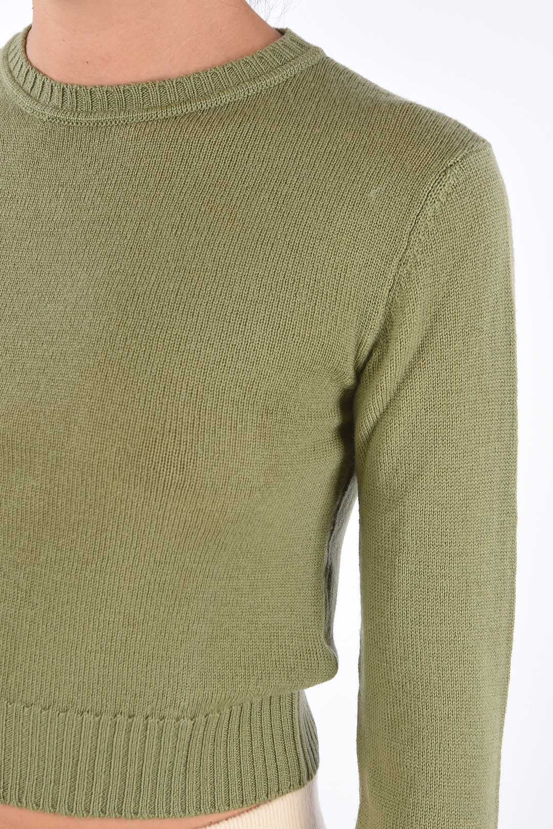 olive green crew neck sweater women's