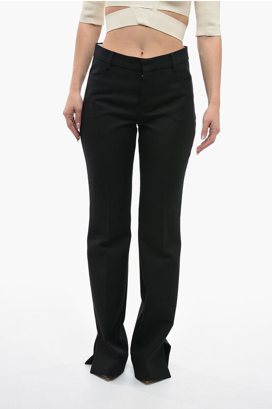 Ami Alexandre Mattiussi Virgin Wool Flared Trousers With One-front Pleat In Black