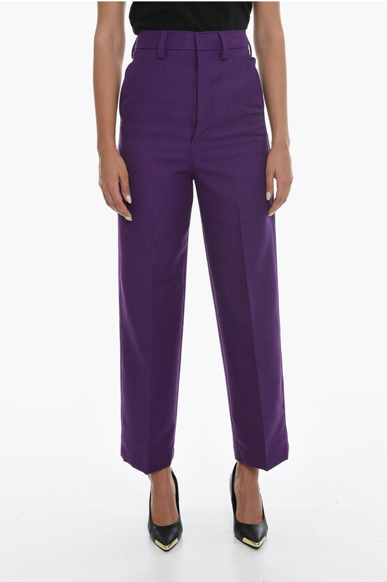 Ami Alexandre Mattiussi Virgin-wool Gabardine Tailored Trousers In Purple