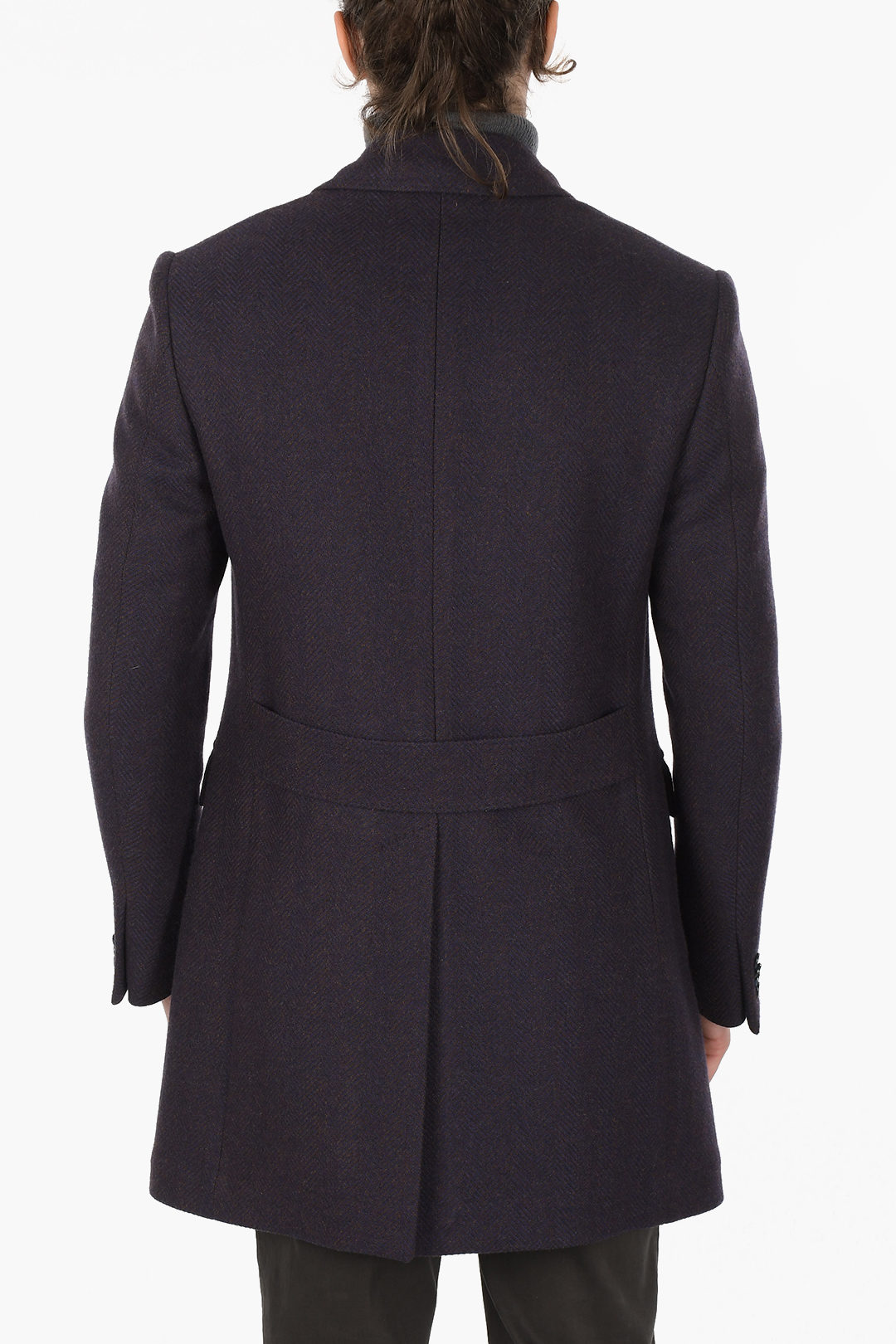 Corneliani Virgin Wool Herringbone Double Breasted Coat men Glamood