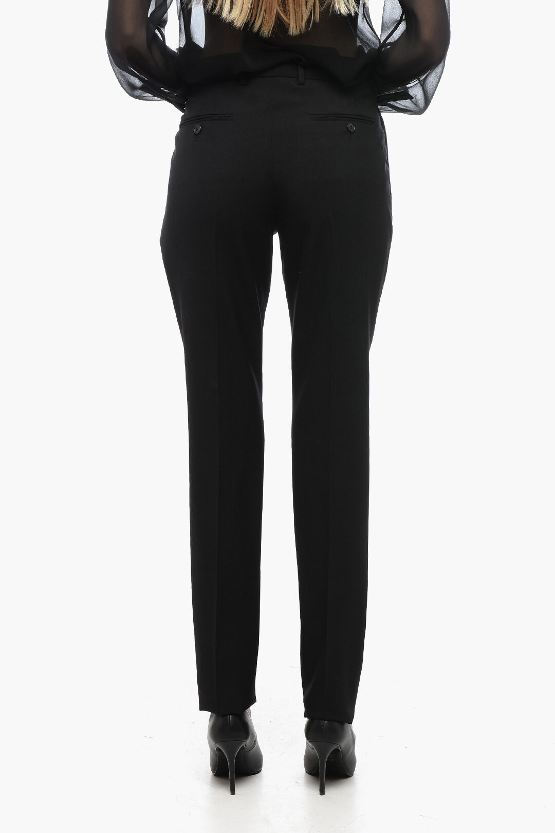 パンツ Saint Laurent Black Slim High Waisted Pants in Wool Woman Saint Laurent virgin-wool Trousers | Black | FARFETCH