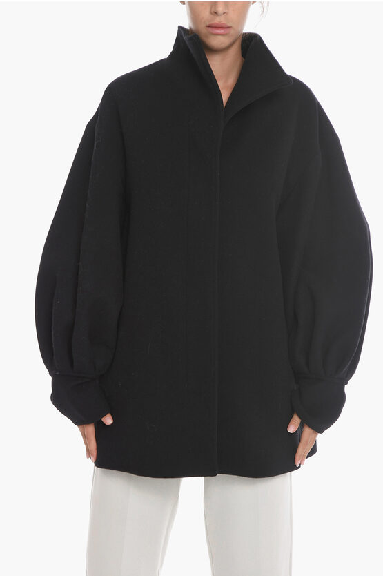 Jil Sander Virgin Wool Kaban Jacket With Puffed Sleeves In Black