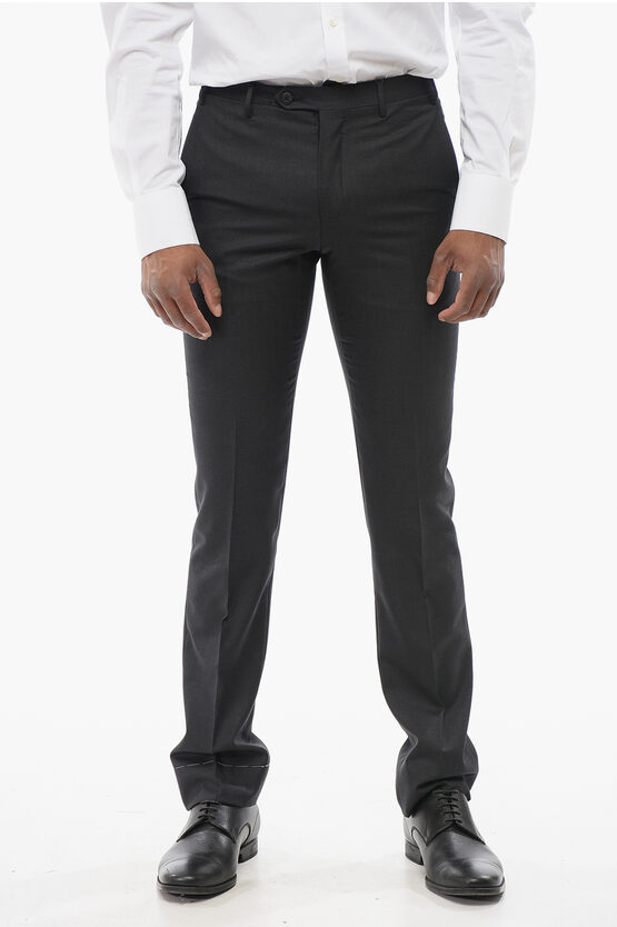 Corneliani Stretch Wool Academy Pants With Pin Check Motif