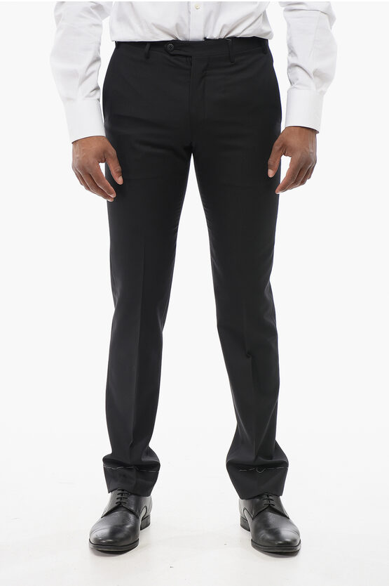 Corneliani Stretch Wool Academy Pants With Pin Check Motif