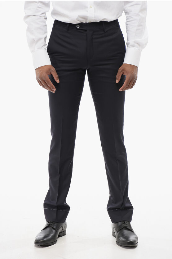 Corneliani Cc Collection Fil A Fil Wool Pants With Belt Loops