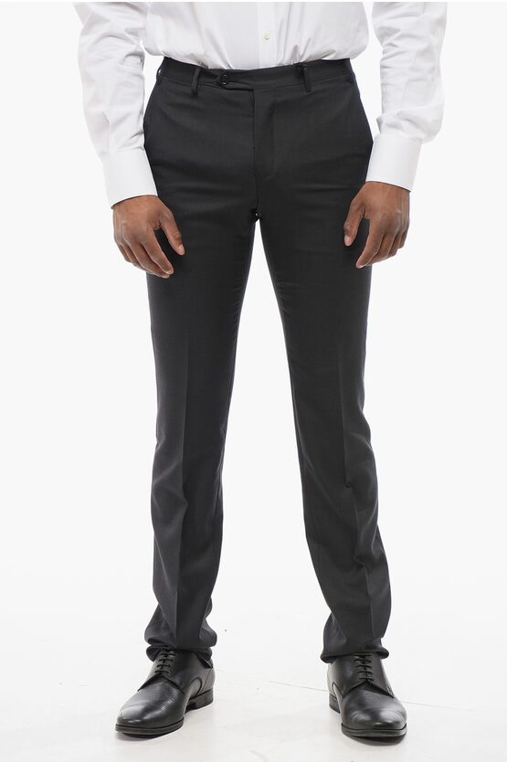 Corneliani Stretch Wool Academy Pants With Pin Check Motif