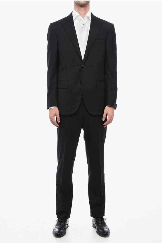 Shop Corneliani Virgin Wool Leader Suit With Flap Pockets