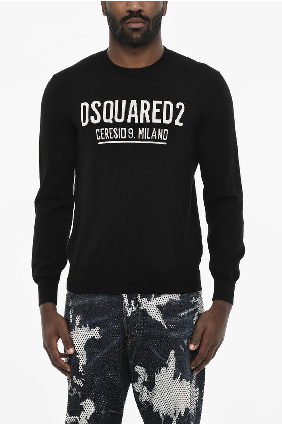 Shop Dsquared2 Virgin Wool Lightweight Crew-neck Sweater