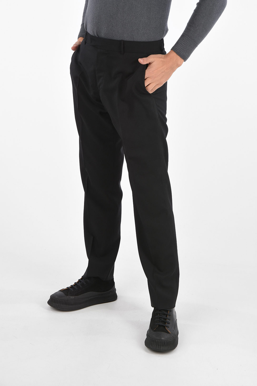 パンツ OAMC REGS PANTS BLACK VIRGINWOOL L OAMC Virgin Wool LITHIUM Pants with Visible Side Sewing men