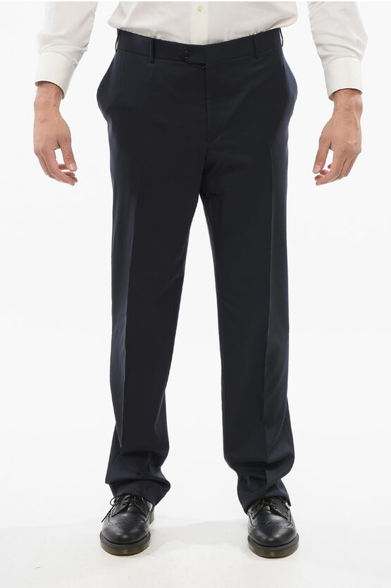 Corneliani Virgin Wool Mantua Pants With Hidden Closure