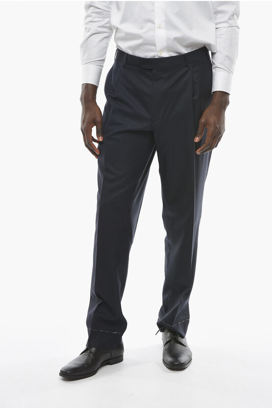 Corneliani Cc Collection Fil A Fil Wool Pants With Belt Loops