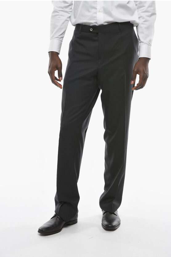 Corneliani Stretch Wool Academy Pants With Pin Check Motif