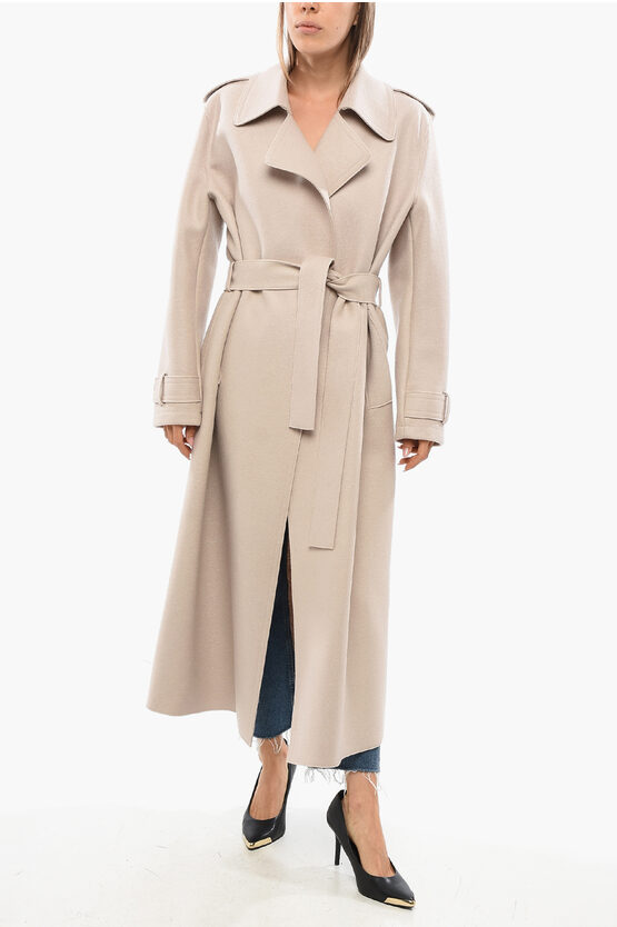 Harris Wharf Virgin Wool Maxi Trench With Belt