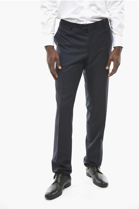 Corneliani Stretch Wool Academy Pants With Pin Check Motif