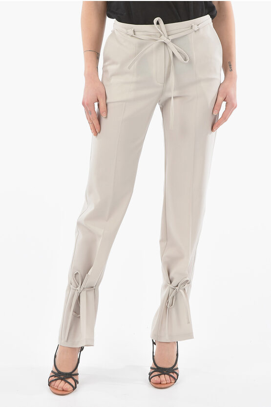 Eudon Choi Virgin Wool Olivia Pants With Ankle Tie In White