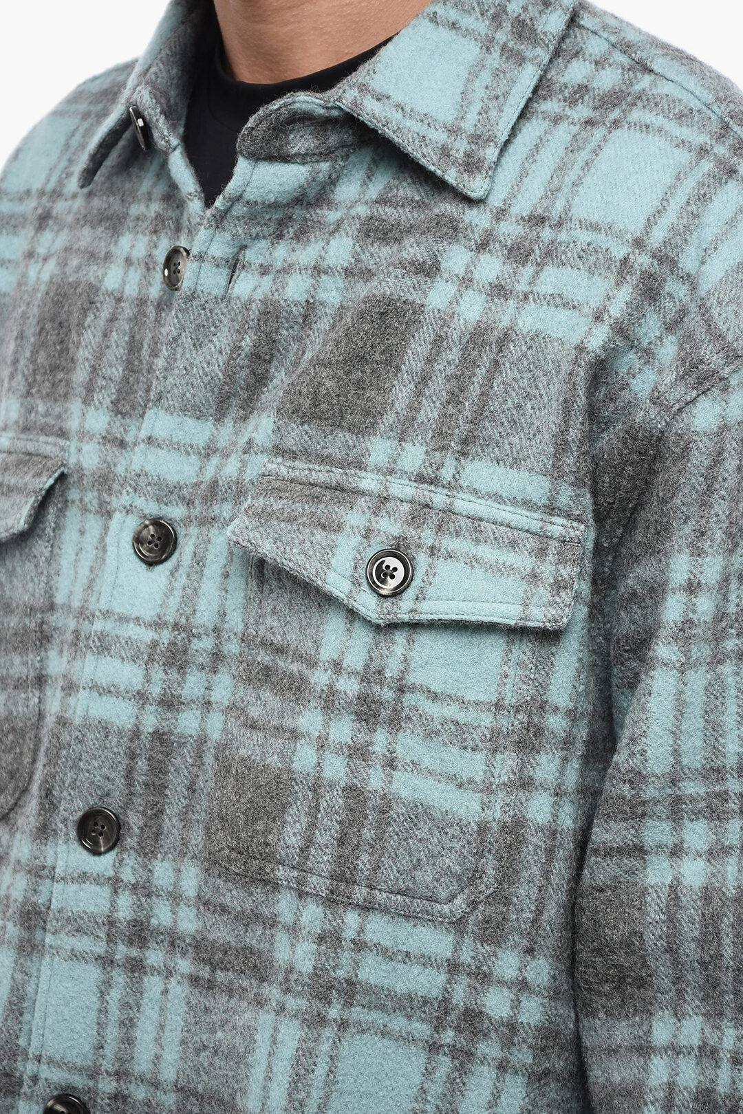 Ami Alexandre Mattiussi Virgin Wool Overshirt with Check Ami Alexandre Mattiussi Virgin Wool Overshirt with Check
