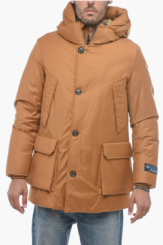 Shop Woolrich Virgin Wool Padded Parka With Flap Pockets