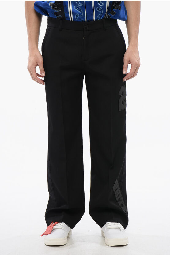 Off-white Virgin Wool Pants With 23 Embroidery
