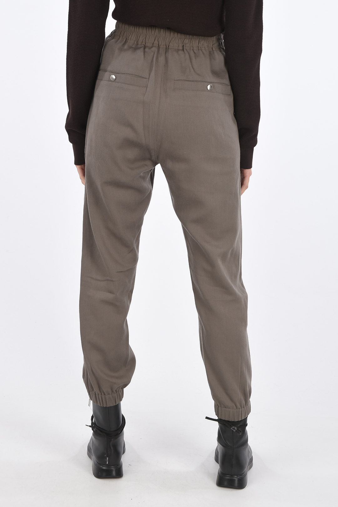 virgin wool pants with ankle zip